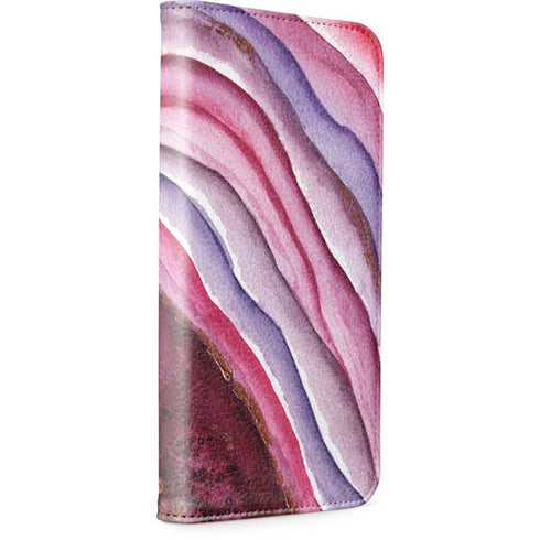 Plum Watercolor Geode iPhone 15 Pro Folio Case